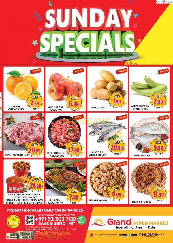 Grand Hyper Jabel Ali offers Sun 6 Apr 2025 Sunday Specials