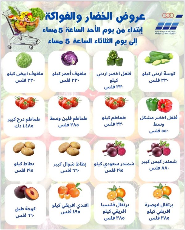 عروض جمعية حطين التعاونية من 3 حتى 5 أغسطس 2025 الخضار والفواكه