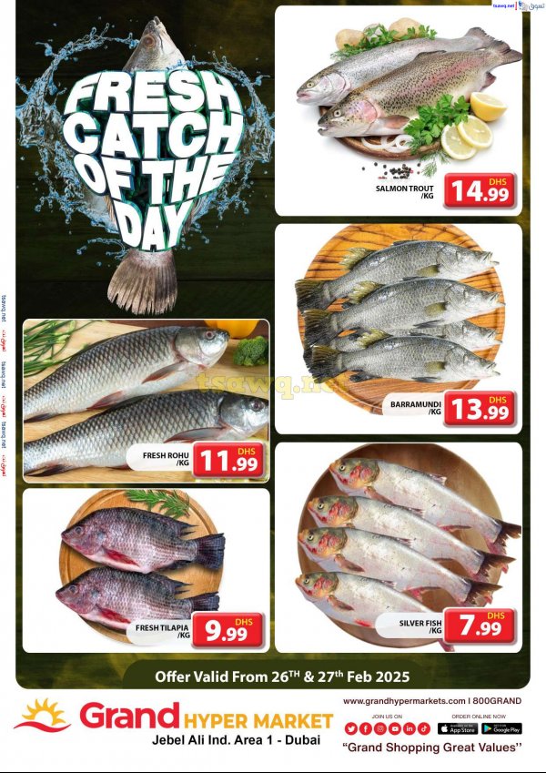 Grand Hypermarket Jabel Ali offers fr 26 to 27 Feb 2025 Fresh Fish