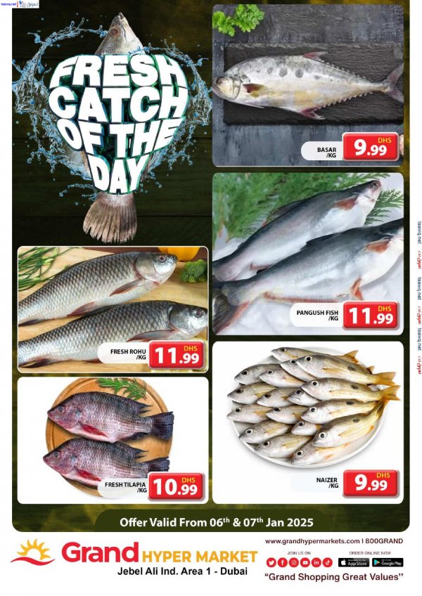 Grand Hypermarket Jabel Ali offers fr 6 to 7 Jan 2025 Fresh Fish