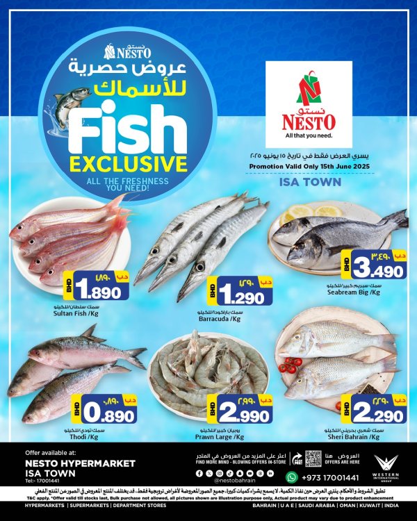 عروض نستو هايبر ماركت مدينة عيسى الأحد 15 يونيو 2025 عروض الأسماك