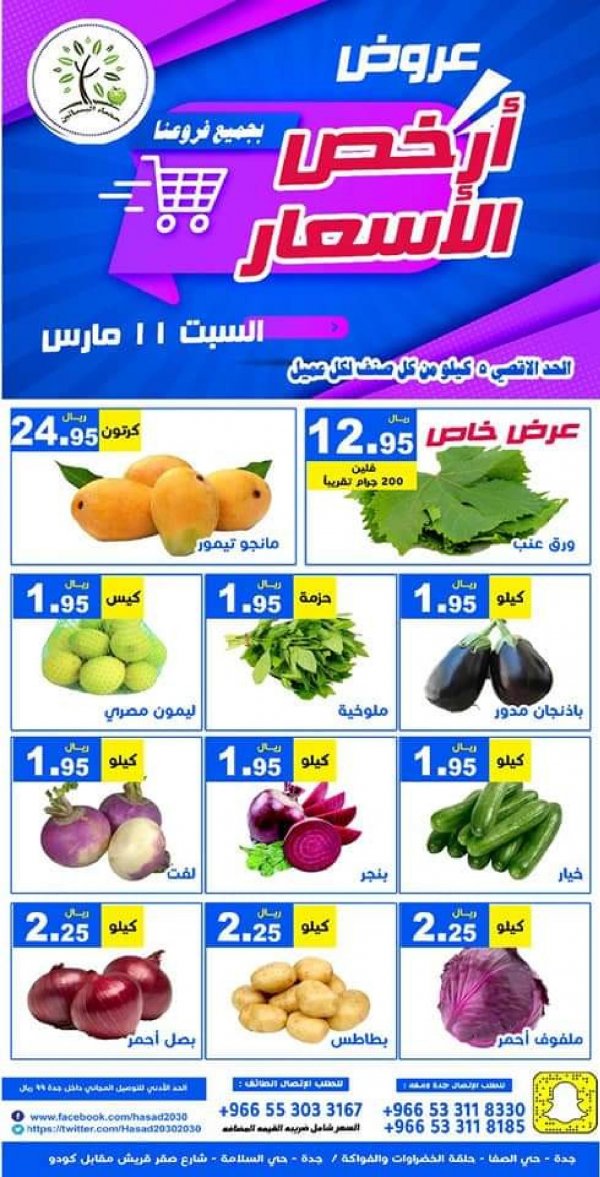 عروض مؤسسة حصاد البساتين السعودية السبت 11 مارس 2023 أرخص الأسعار