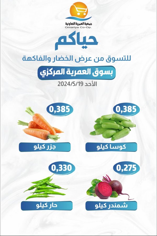 عروض جمعية العمرية الكويت اليوم الأحد 19 مايو 2024 الخضار والفاكهة