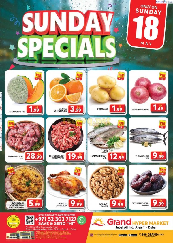 Grand Hyper Jabel Ali offers Sun 18 May 2025 Sunday Specials