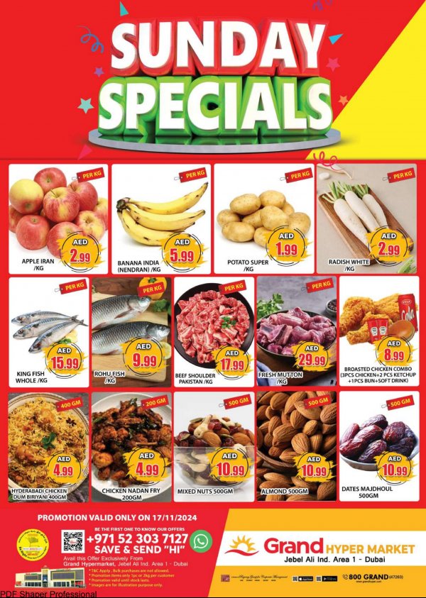 Grand Hyper Jabel Ali offers Sun 17 Nov 2024 Sunday Specials