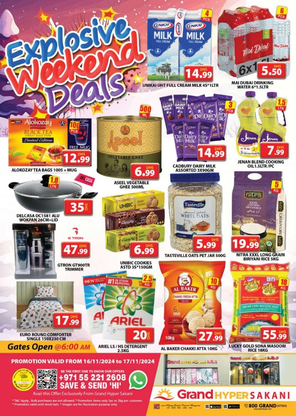 Grand Sakani Dubai offers to 17 Nov 2024 Explosive Weekend Deals