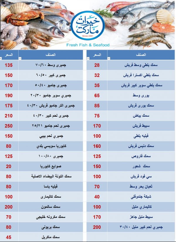 أسعار الأسماك لدى خيرات ماركت بنى سويف الجمعة 17 سبتمبر 2021